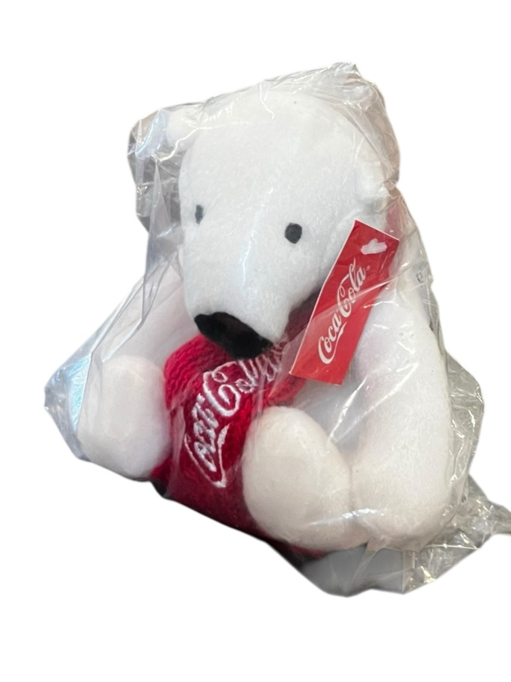 Coke Coca Cola 6” White Polar Bear Plush a Red Scarf vintage retro new nwt